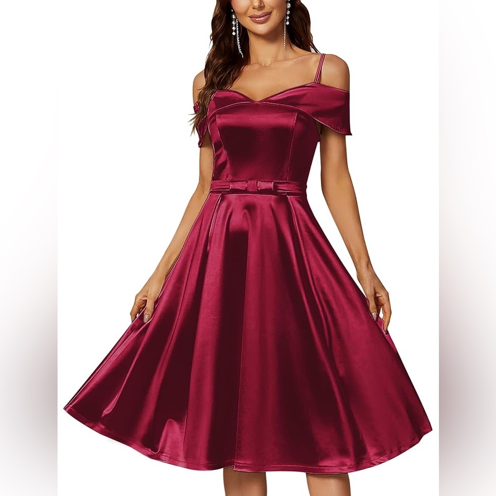 Elegant Burgundy Off-Shoulder Dress